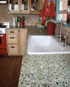 Vetrazzo recycled glass countertop in Bistro Green