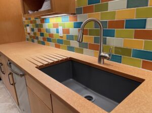 Richlite compressed paper countertop- Fireclay Tile backsplash