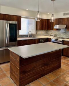 Fireclay 2x8 tile backsplash in Nautical