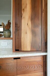 Custom cabinets made from salvaged redwood- Photo by Logan Havens